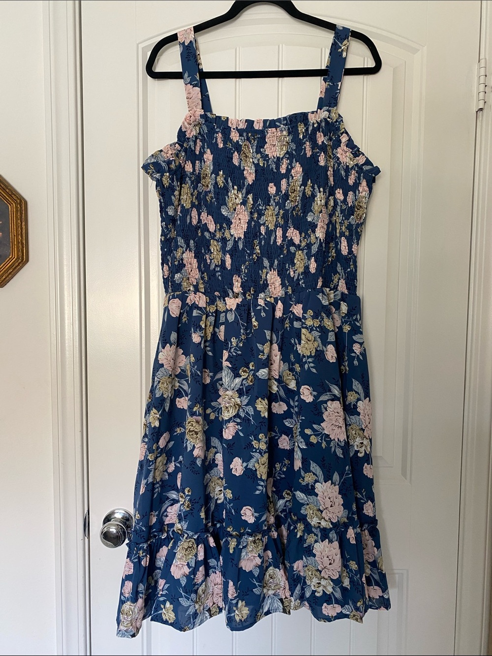 Hayden LA Plus Navy Blue Floral Sundress with Pink Flower Print